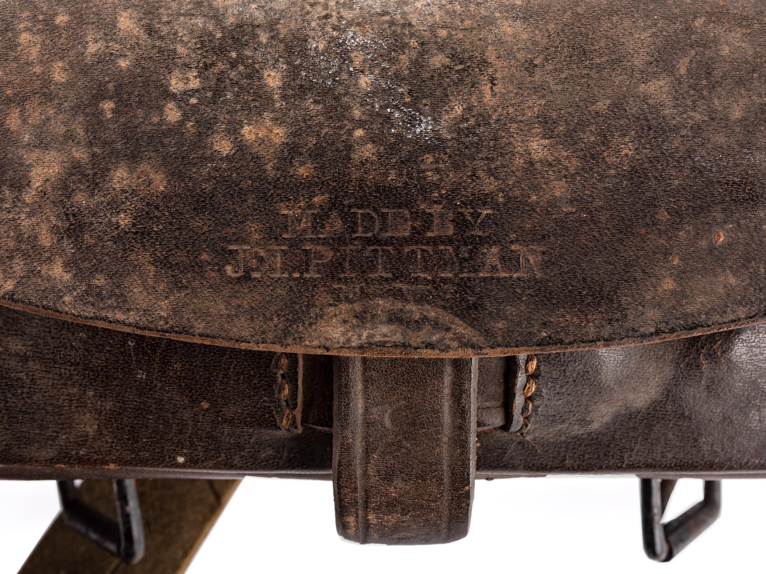 [CIVIL WAR]. Model 1851 cavalry sabre belt by W. Kinsey retaining shoulder strap and equipped with Model 1851 enlisted sword belt plate, maker marked cartridge box, and maker marked cap pouch.