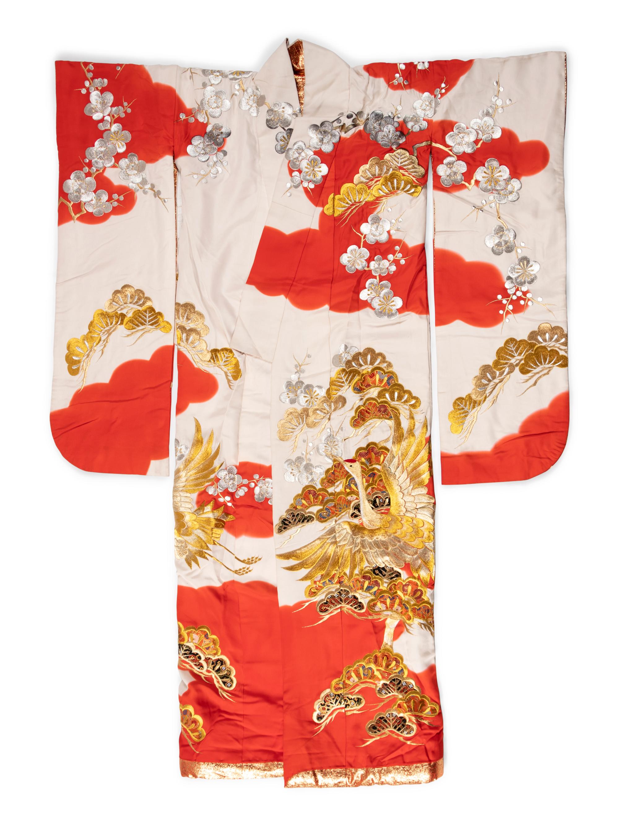 Six Embroidered Silk Kimono
