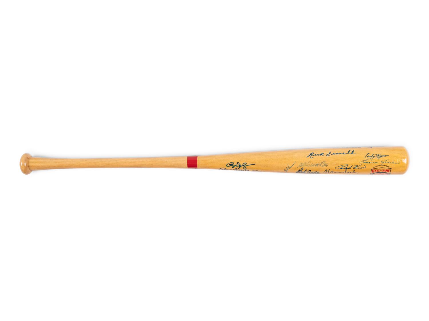 A National Baseball Hall of Fame 50th Anniversary Signed Autograph Bat (23 Signatures, Beckett Authentication Services Letter BAS Certified)