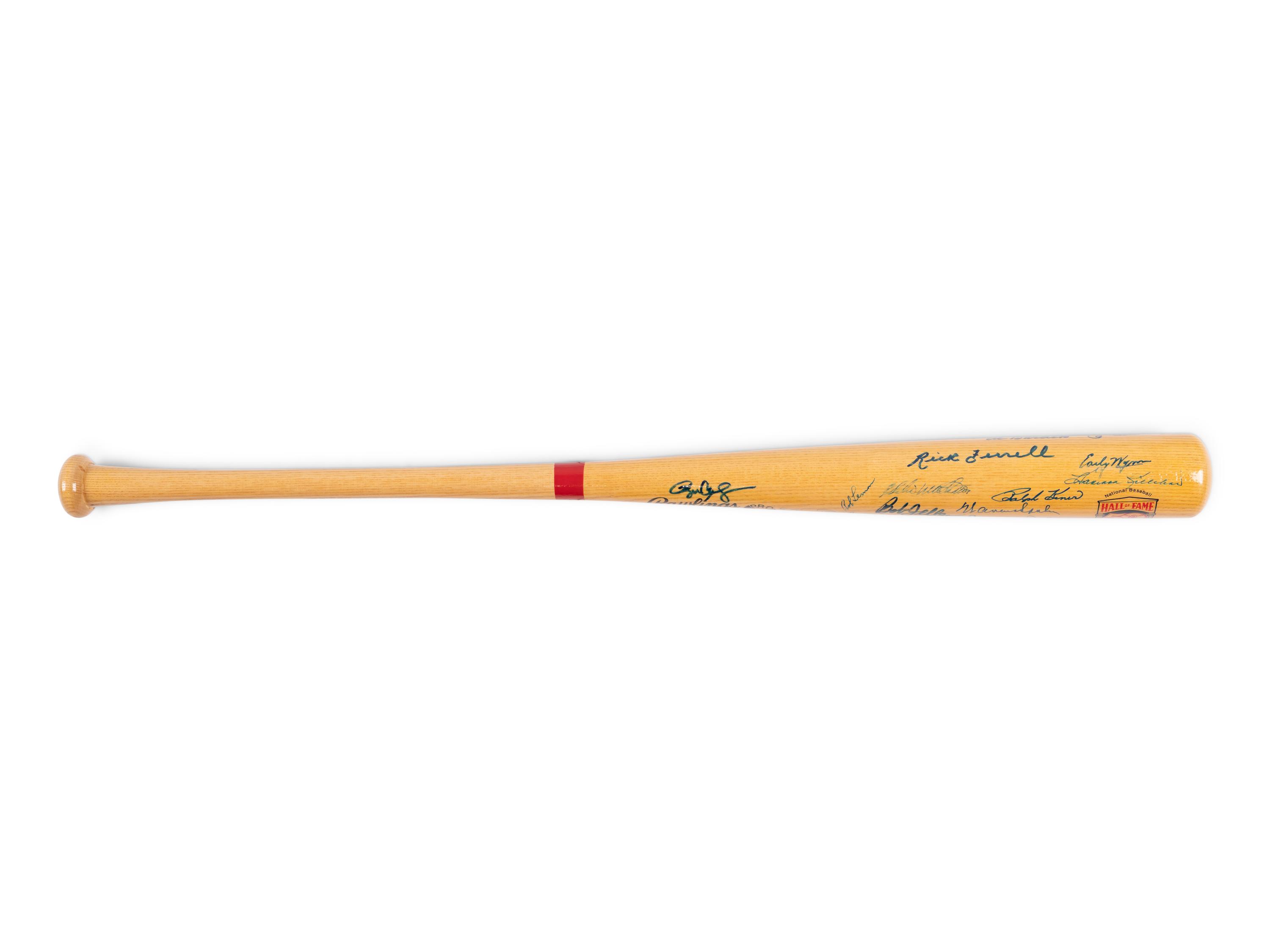 A National Baseball Hall of Fame 50th Anniversary Signed Autograph Bat (23 Signatures, Beckett Authentication Services Letter BAS Certified)