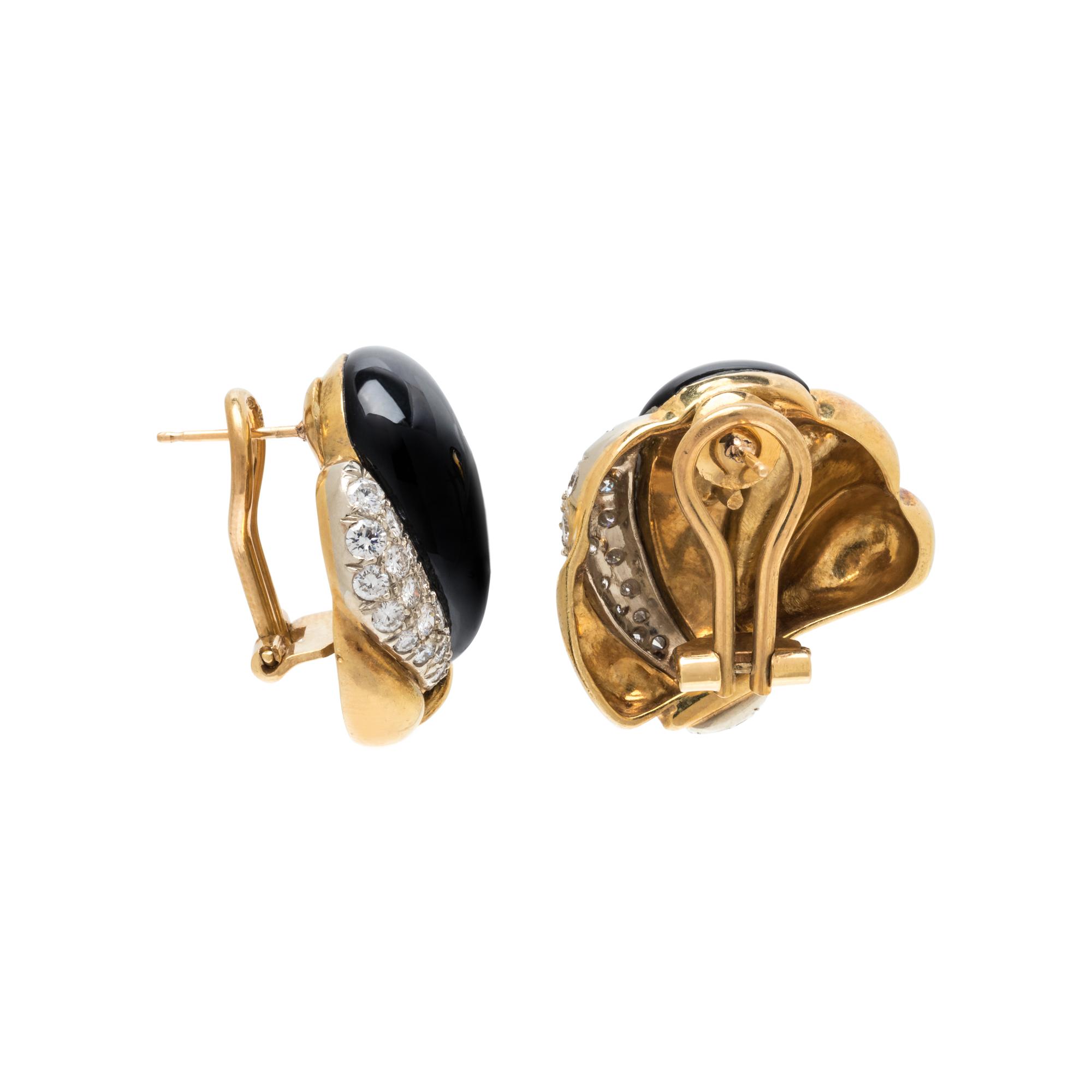 DIAMOND AND ENAMEL EARCLIPS