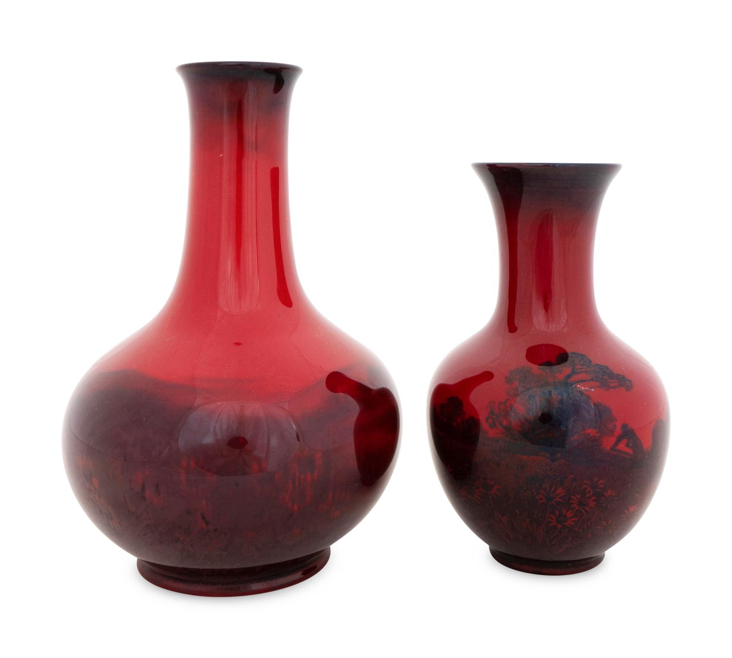 Two Royal Doulton Flambe Sung Ware Vases