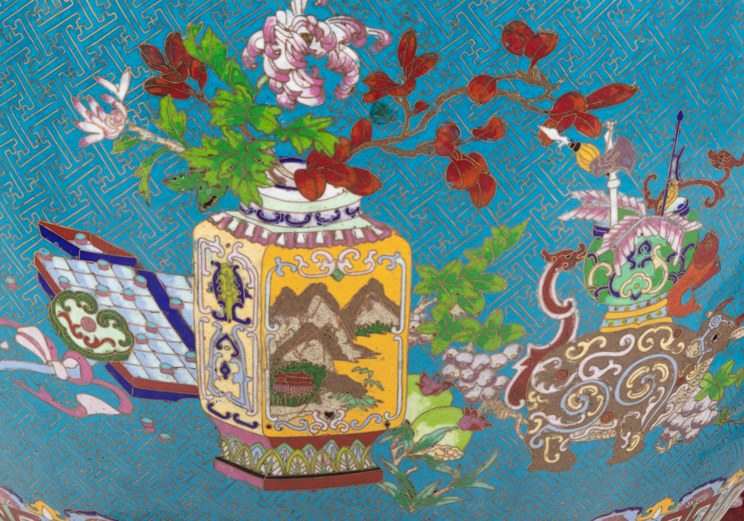 A Pair of Chinese Cloisonné Fish Bowls and Stands