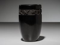 Carved Blackware Vase, with Dragonflies