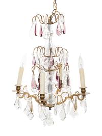A French Gilt Bronze and Glass Four-Light Chandelier