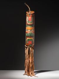 Cheyenne Parfleche Cylinder, with Pueblo Overpaint