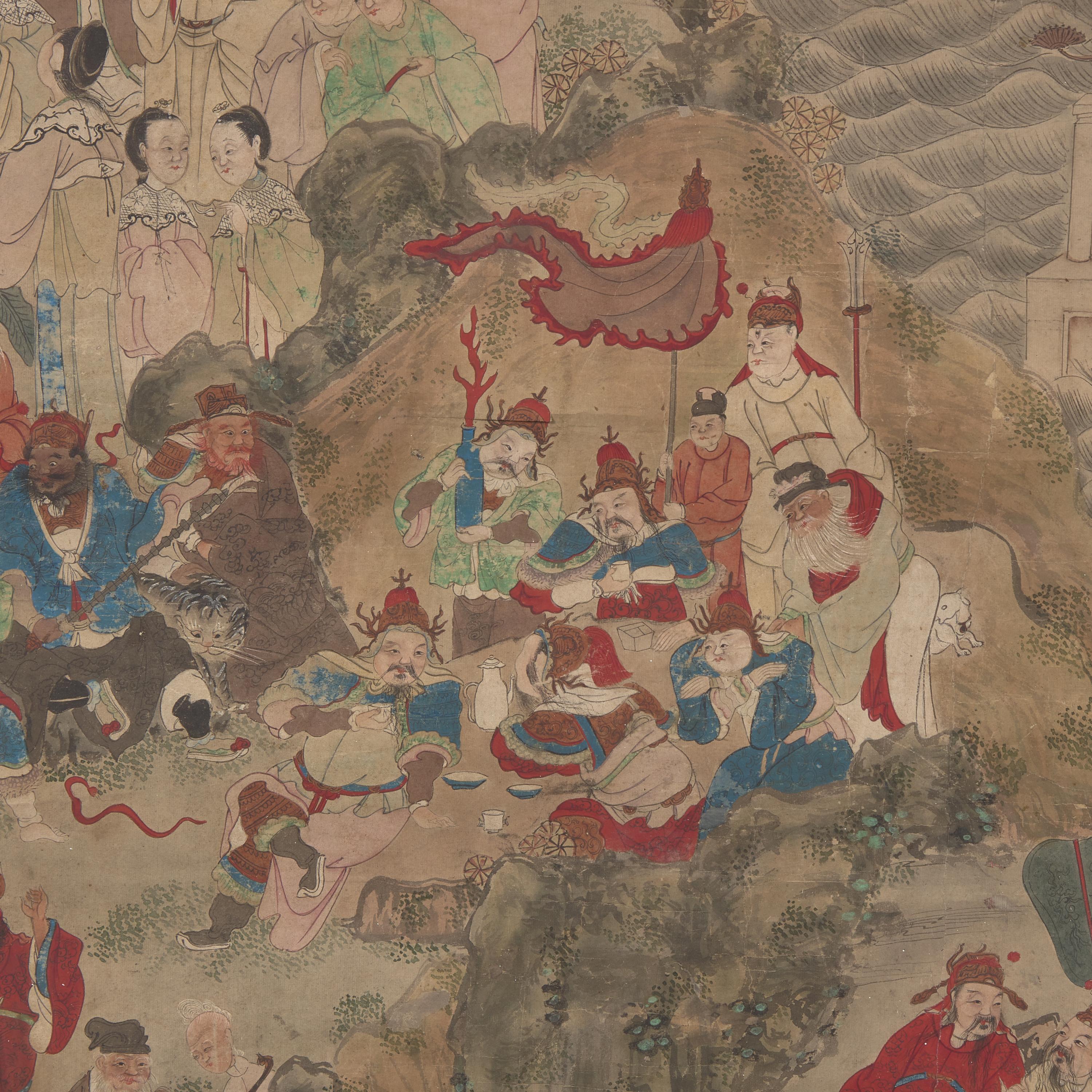 A Chinese 'Immortals' Painting, 19th Century 清 紙本設色神仙像