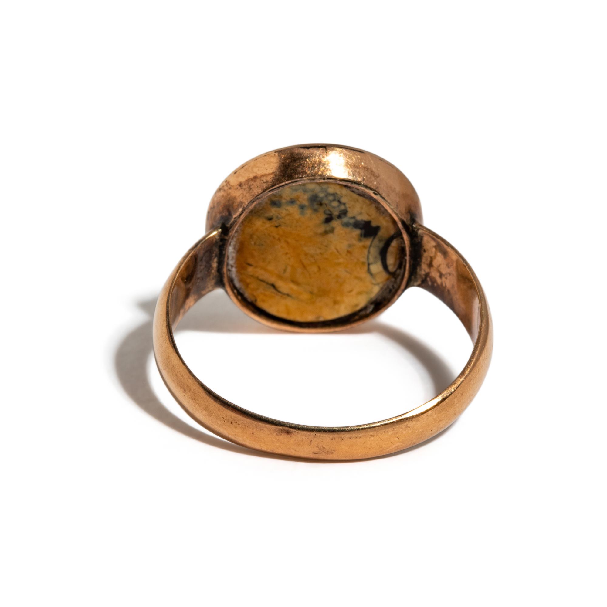 A Roman Nicolo Ring Stone with a Gryllos — Set in a gold ring