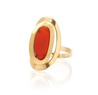 A 14 Karat Yellow Gold and Carnelian Ring, 3.80 dwts.