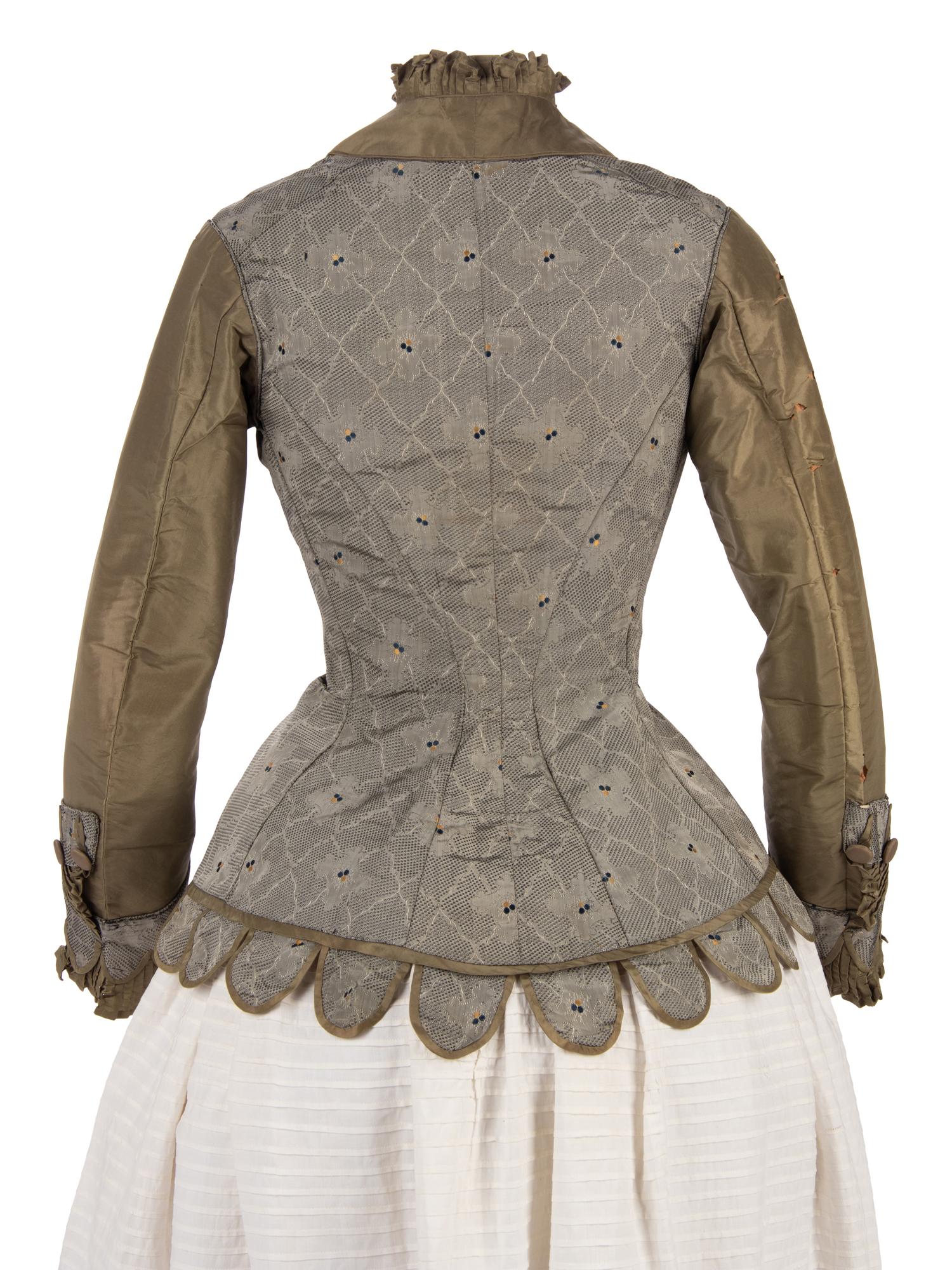 Two Silk Taffeta Evening Bodices, 1880s