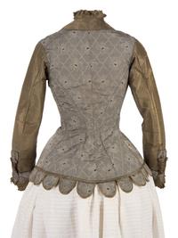 Two Silk Taffeta Evening Bodices, 1880s