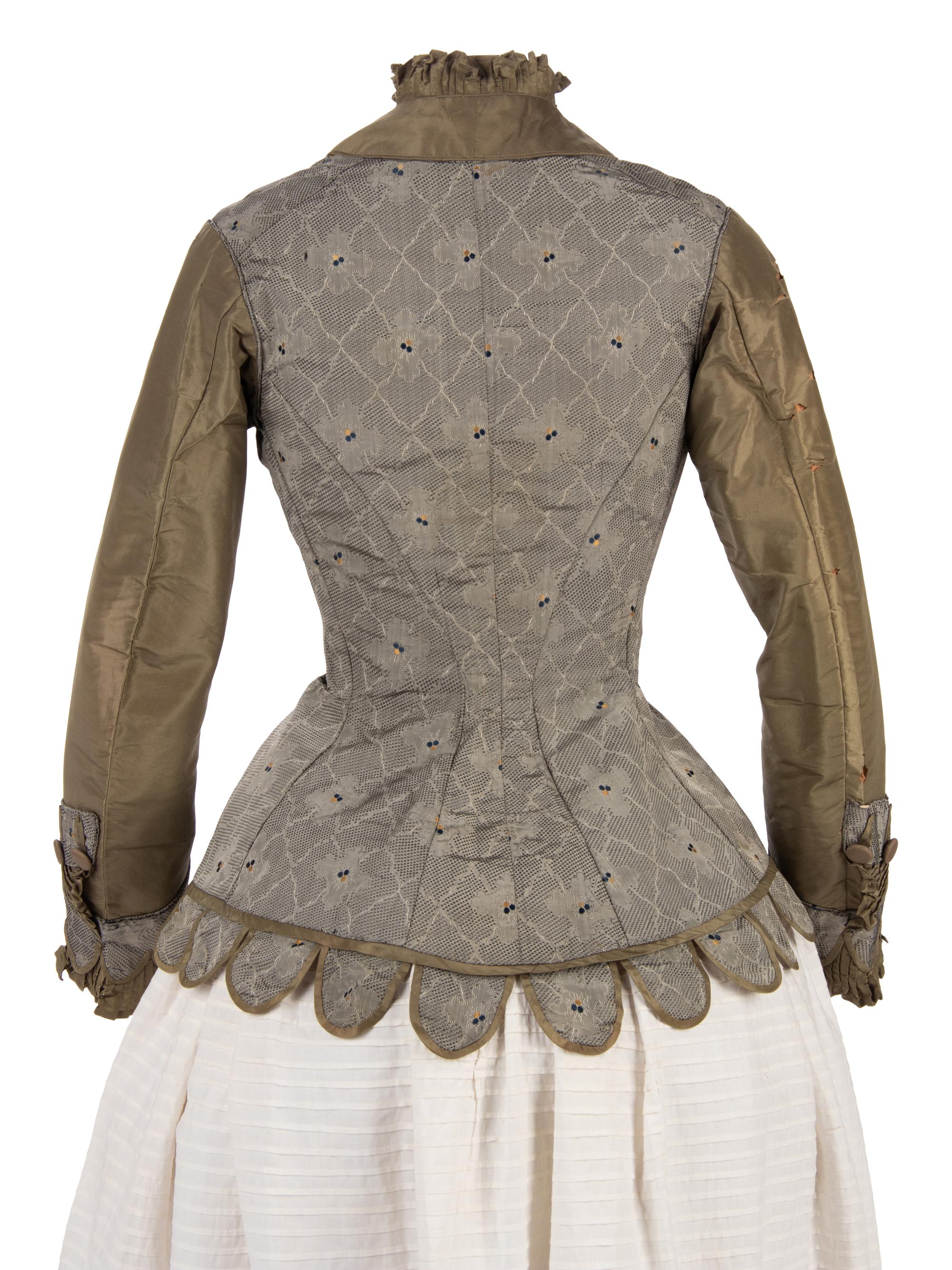 Two Silk Taffeta Evening Bodices, 1880s