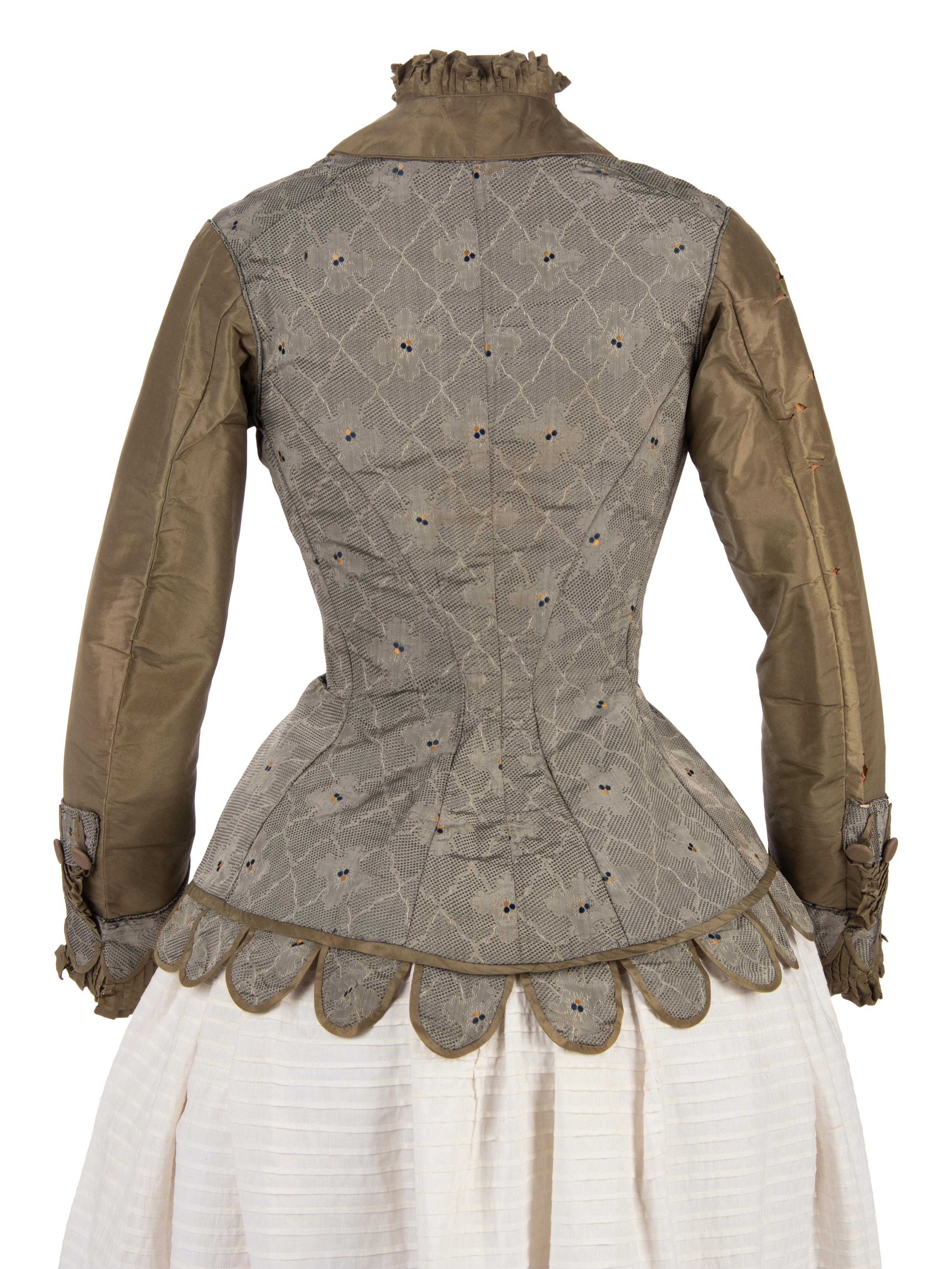 Two Silk Taffeta Evening Bodices, 1880s