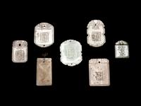 Seven Chinese Celadon Jade Carved Plaques