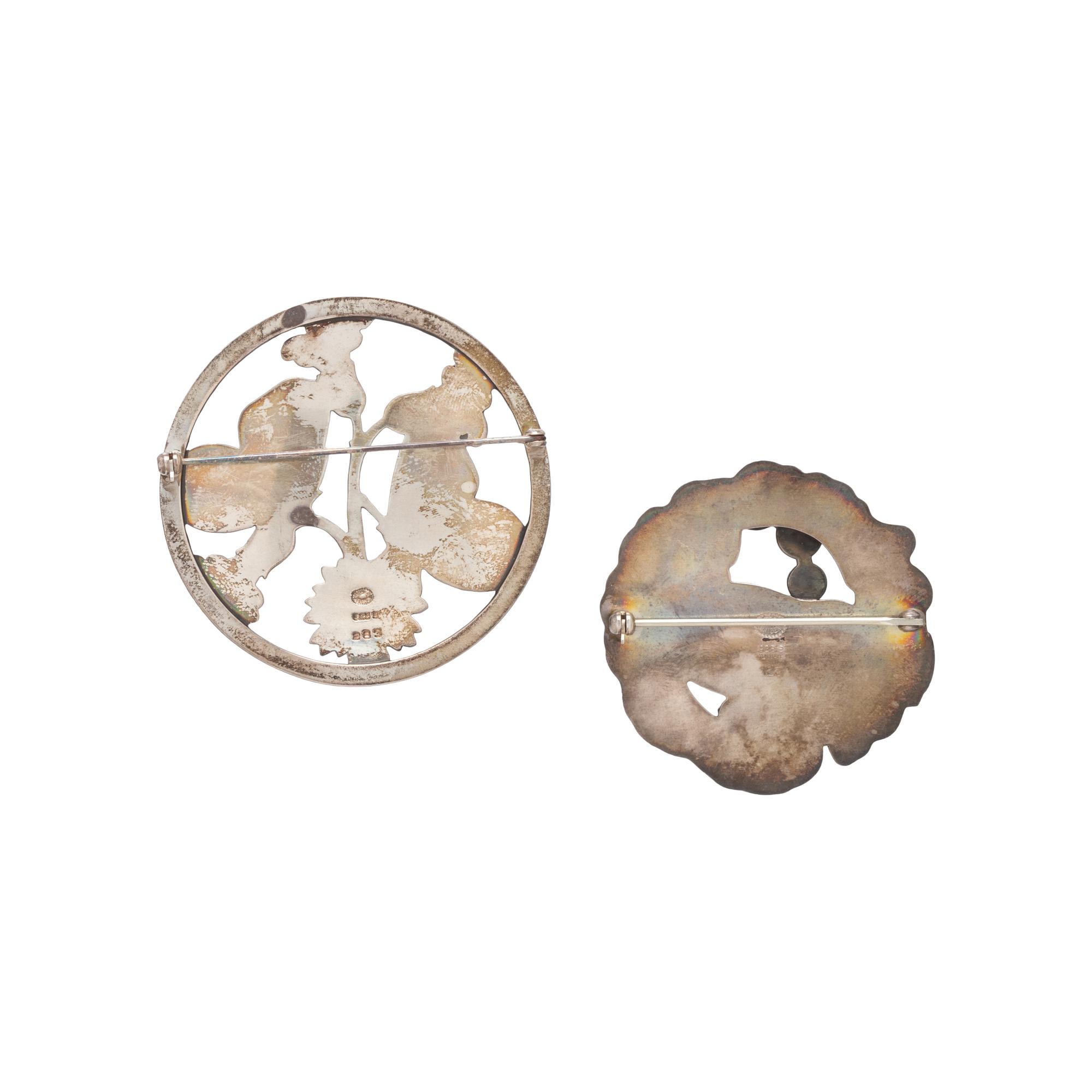 TWO GEORG JENSEN, STERLING SILVER BROOCHES