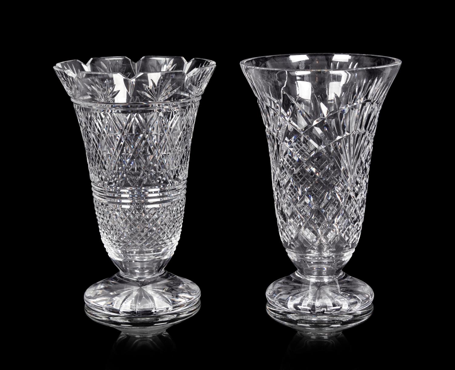 A Near Pair of Waterford Cut Glass Vases
