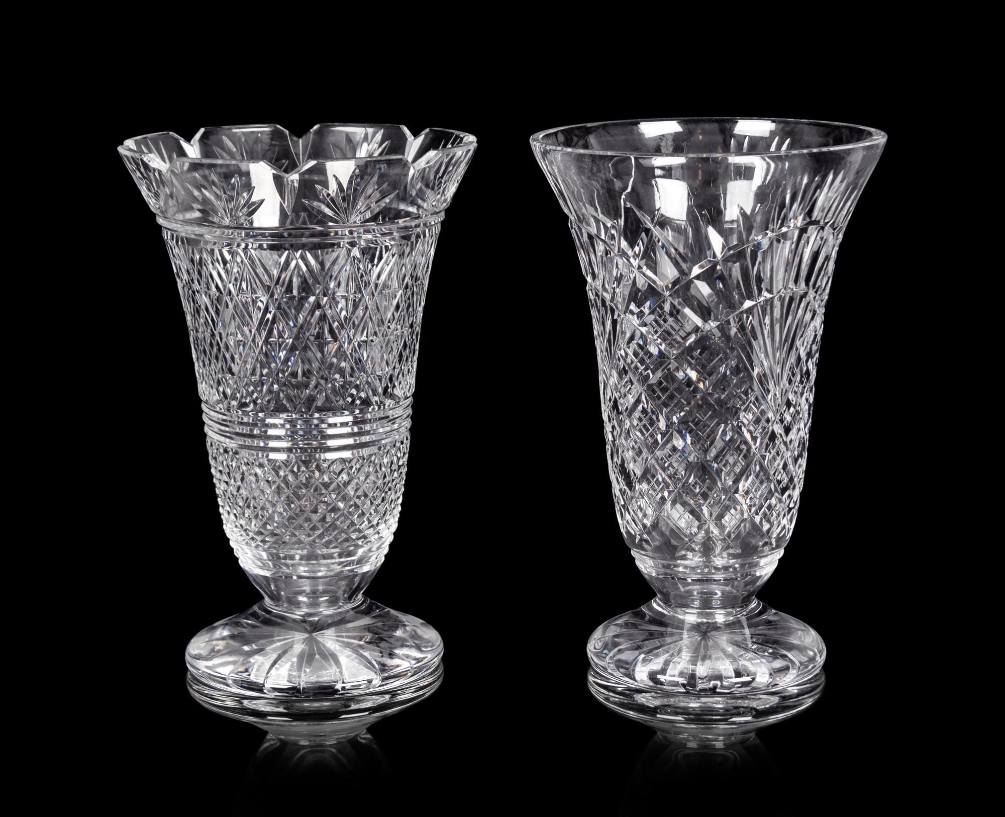 A Near Pair of Waterford Cut Glass Vases