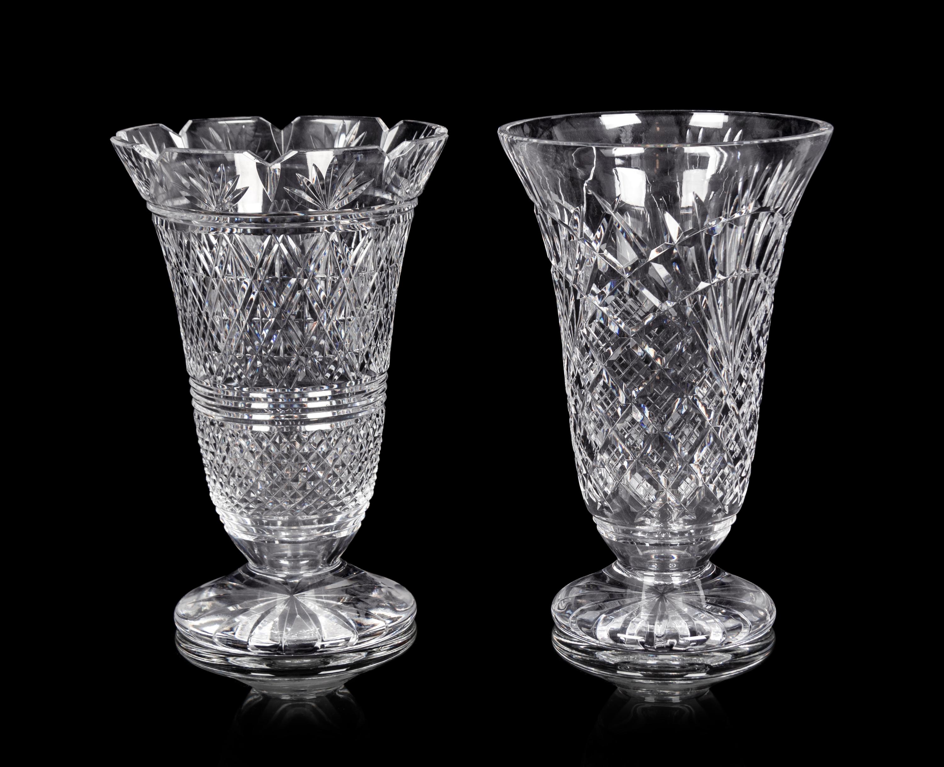 A Near Pair of Waterford Cut Glass Vases