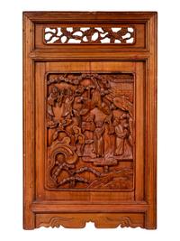 A Pair of Chinese Carved Softwood Panels