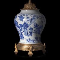 A Chinese Blue and White Porcelain 'Figural' Jar, 18th/19th Century — 清中晚期 青花四妃十六子圖罐