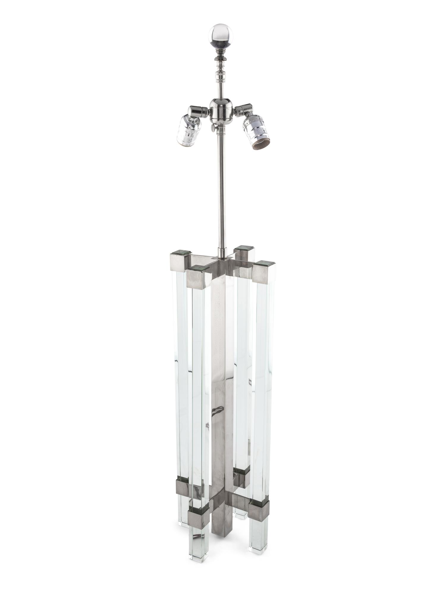 A Fontana Arte Glass and Nickel-Plated Brass Table Lamp