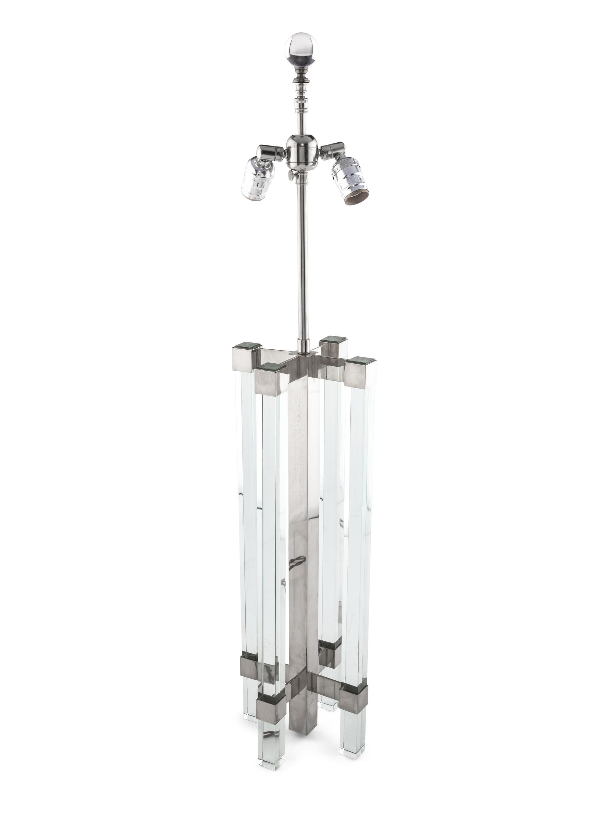 A Fontana Arte Glass and Nickel-Plated Brass Table Lamp