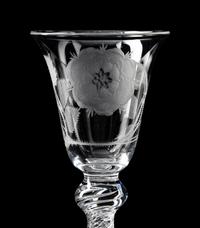 A Jacobite Engraved Air Twist Wine Glass
