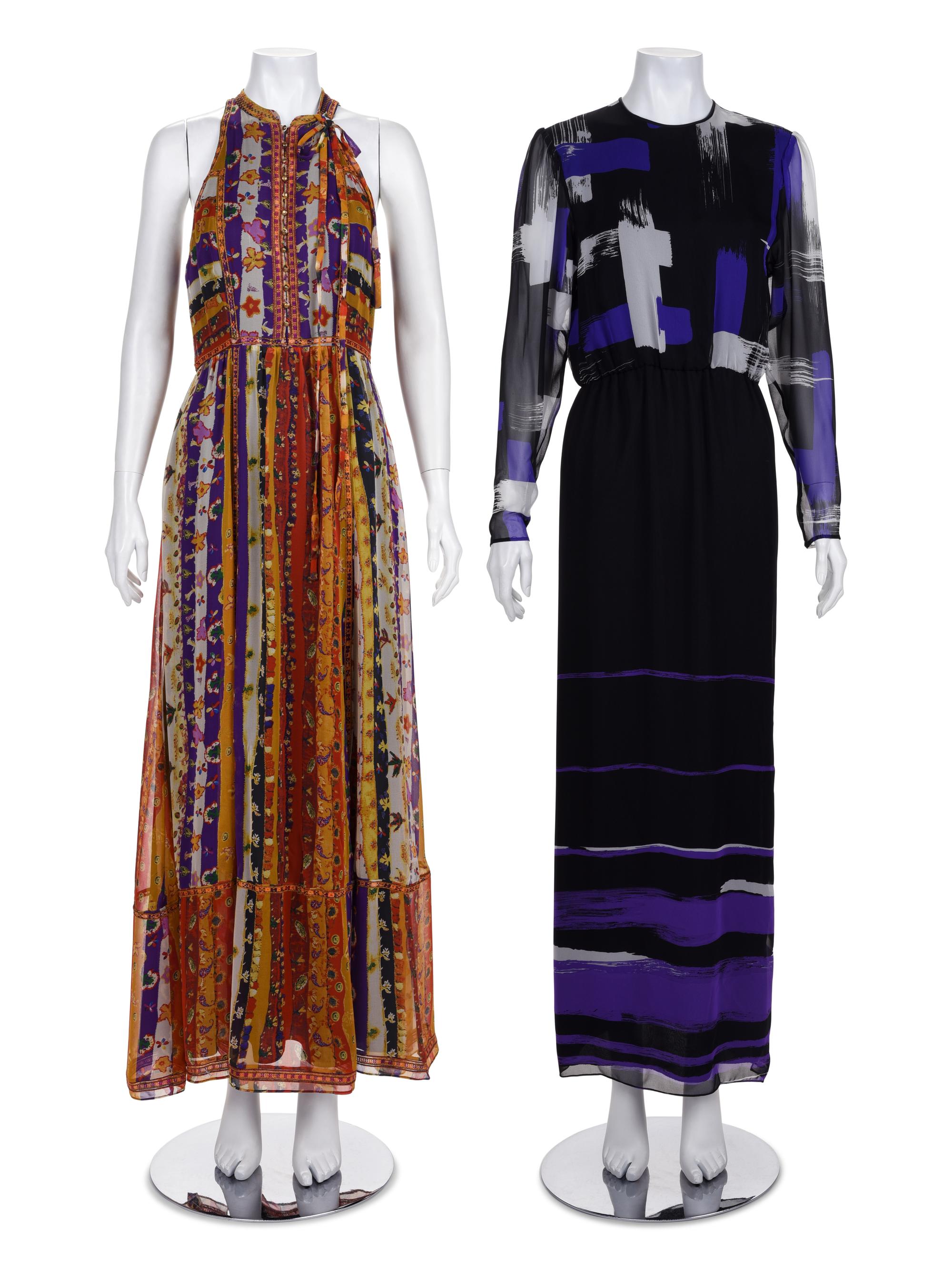 Two Printed Dresses: One Diane von Furstenberg and One Hanae Mori