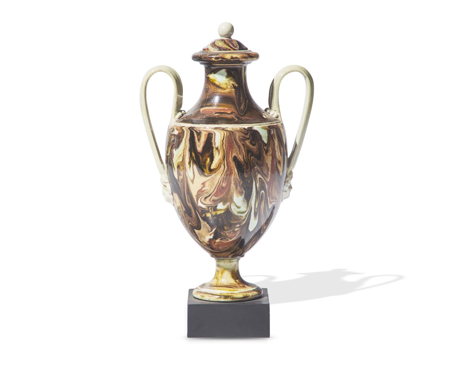 A Wedgwood and Bentley Agateware Covered Urn