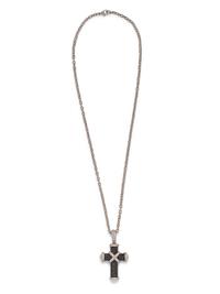 DIAMOND AND BLACK DIAMOND CROSS PENDANT/ NECKLACE