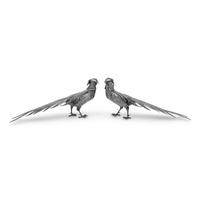 A Pair of Spanish Silver Pheasant Table Ornaments