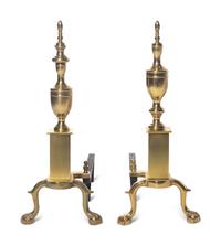 A Pair of Federal Style Brass Andirons with an Associated Fender and Screen