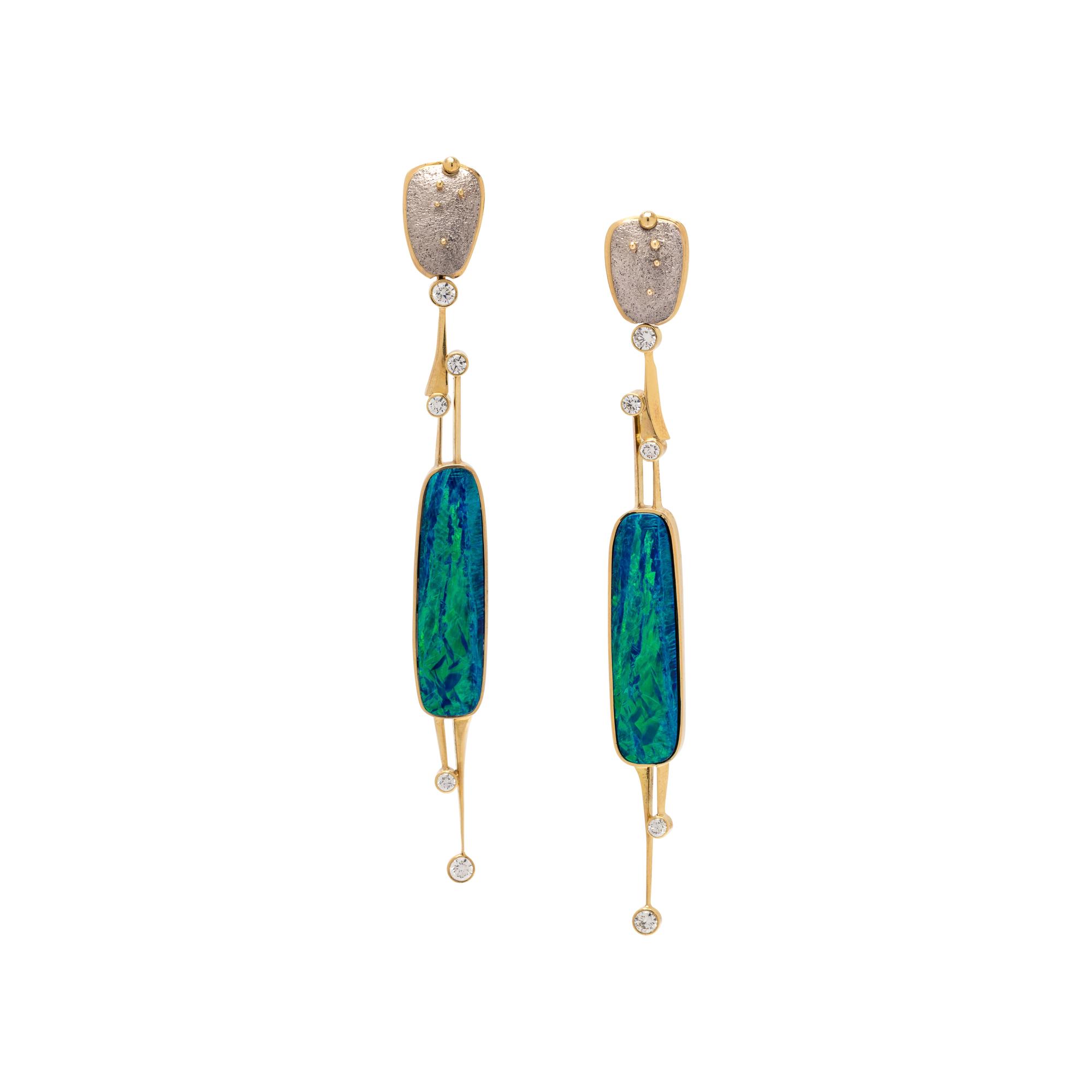 RICHARD KIMBALL, DIAMOND AND OPAL DOUBLET EARRINGS