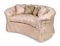 A Contemporary Damask-Upholstered Settee