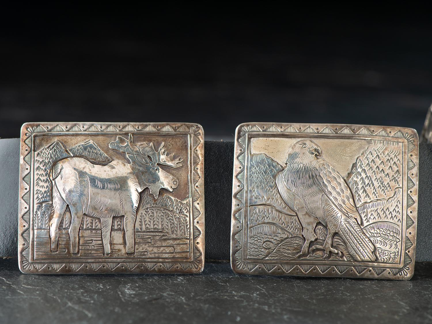 Navajo Sterling Silver Storyteller Concha Belt, with Woodland Creatures