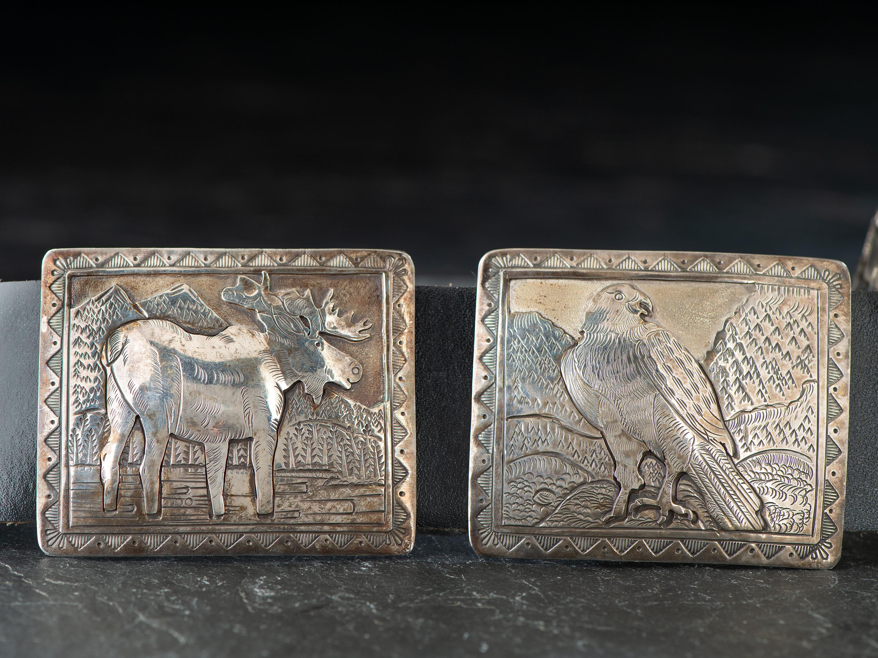 Navajo Sterling Silver Storyteller Concha Belt, with Woodland Creatures