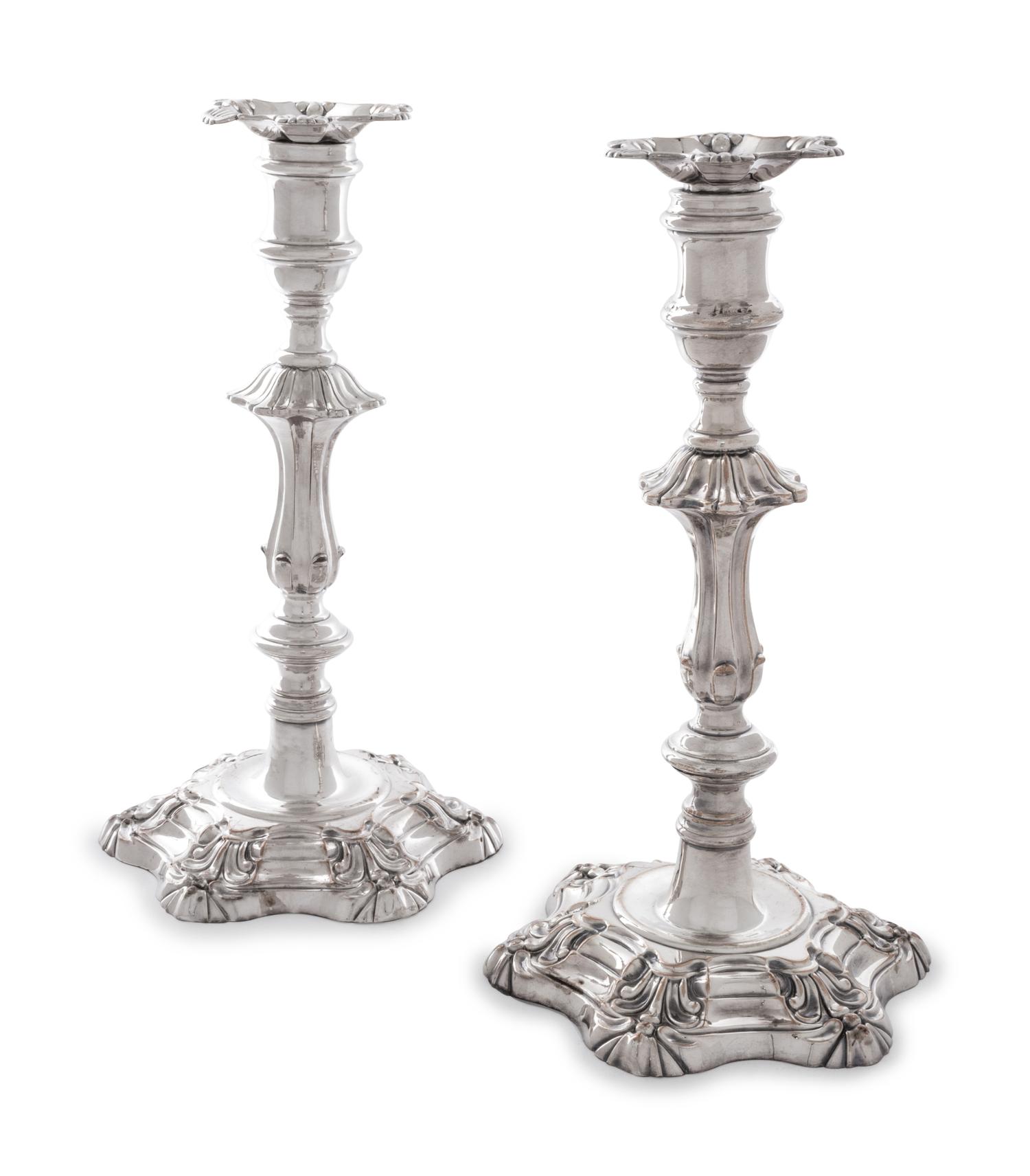 A Pair of Silver-Plate Candlesticks