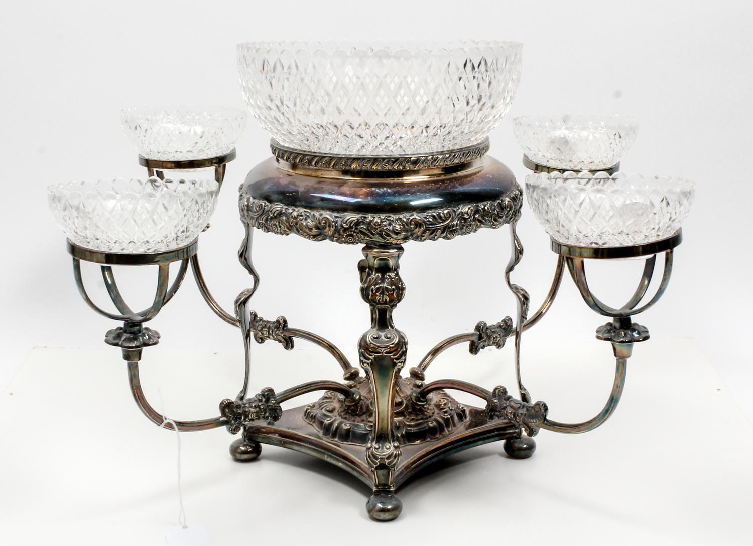 A Victorian Silver-Plate Epergne Width 18 inches.