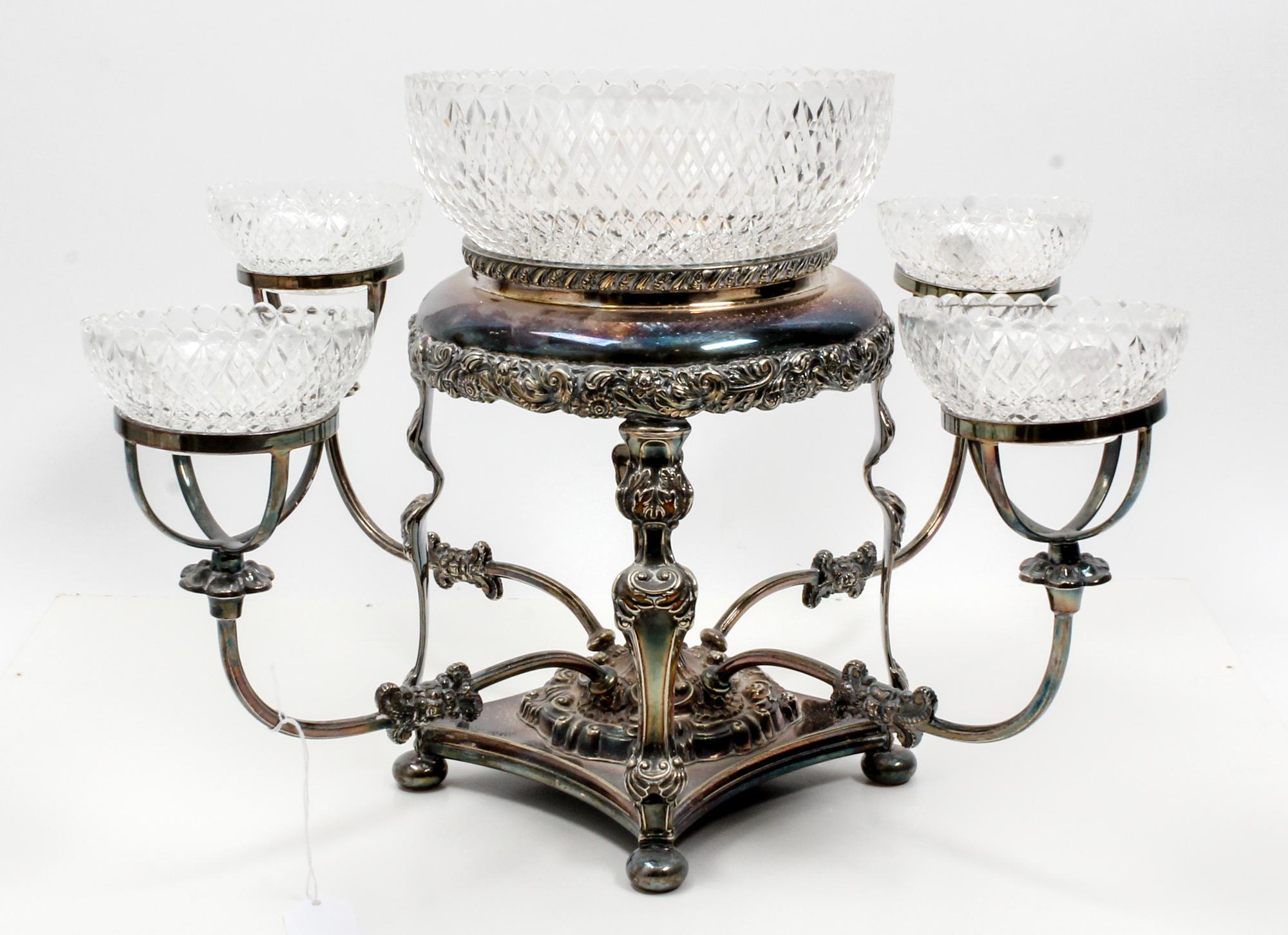 A Victorian Silver-Plate Epergne Width 18 inches.