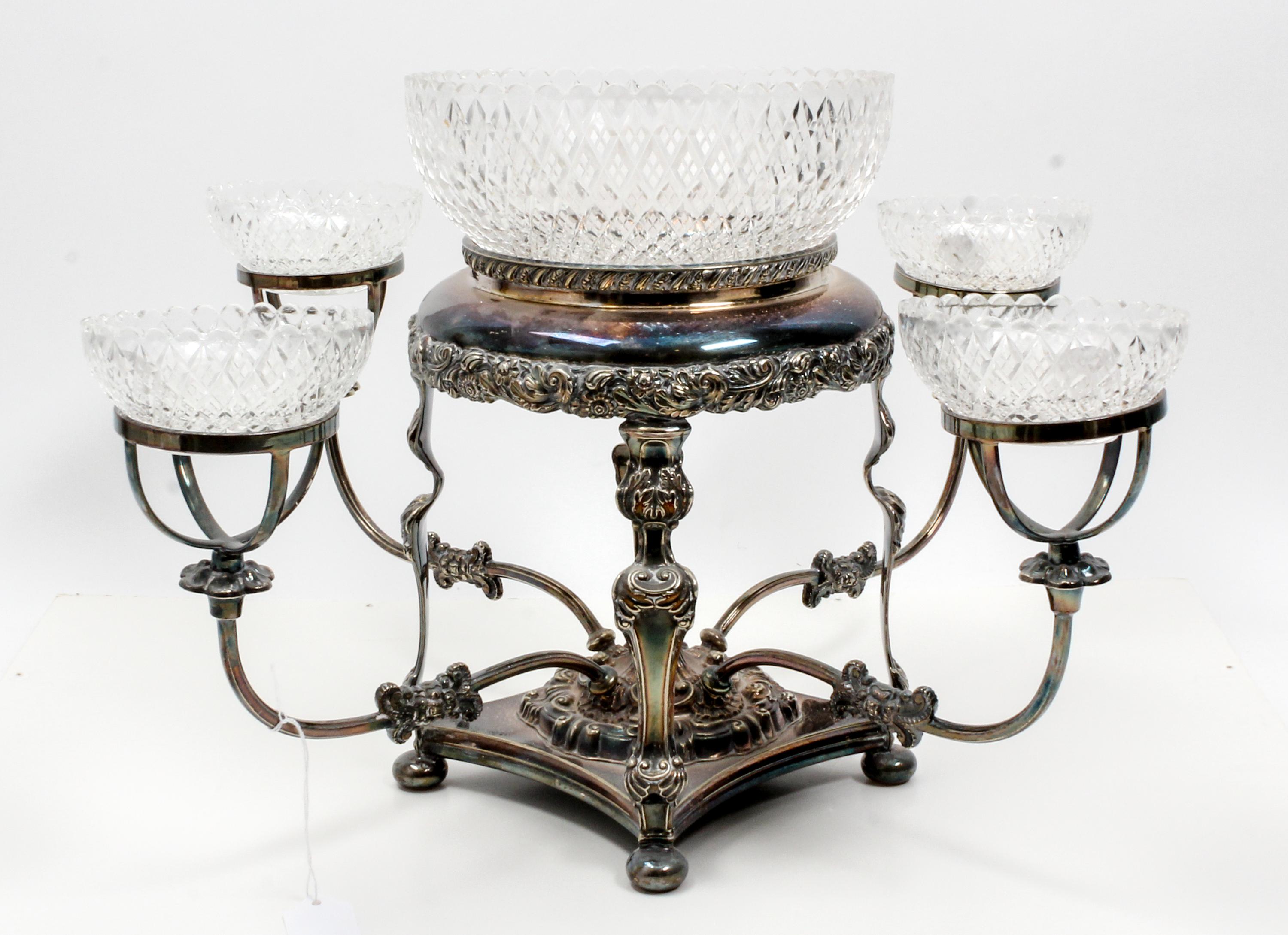 A Victorian Silver-Plate Epergne Width 18 inches.
