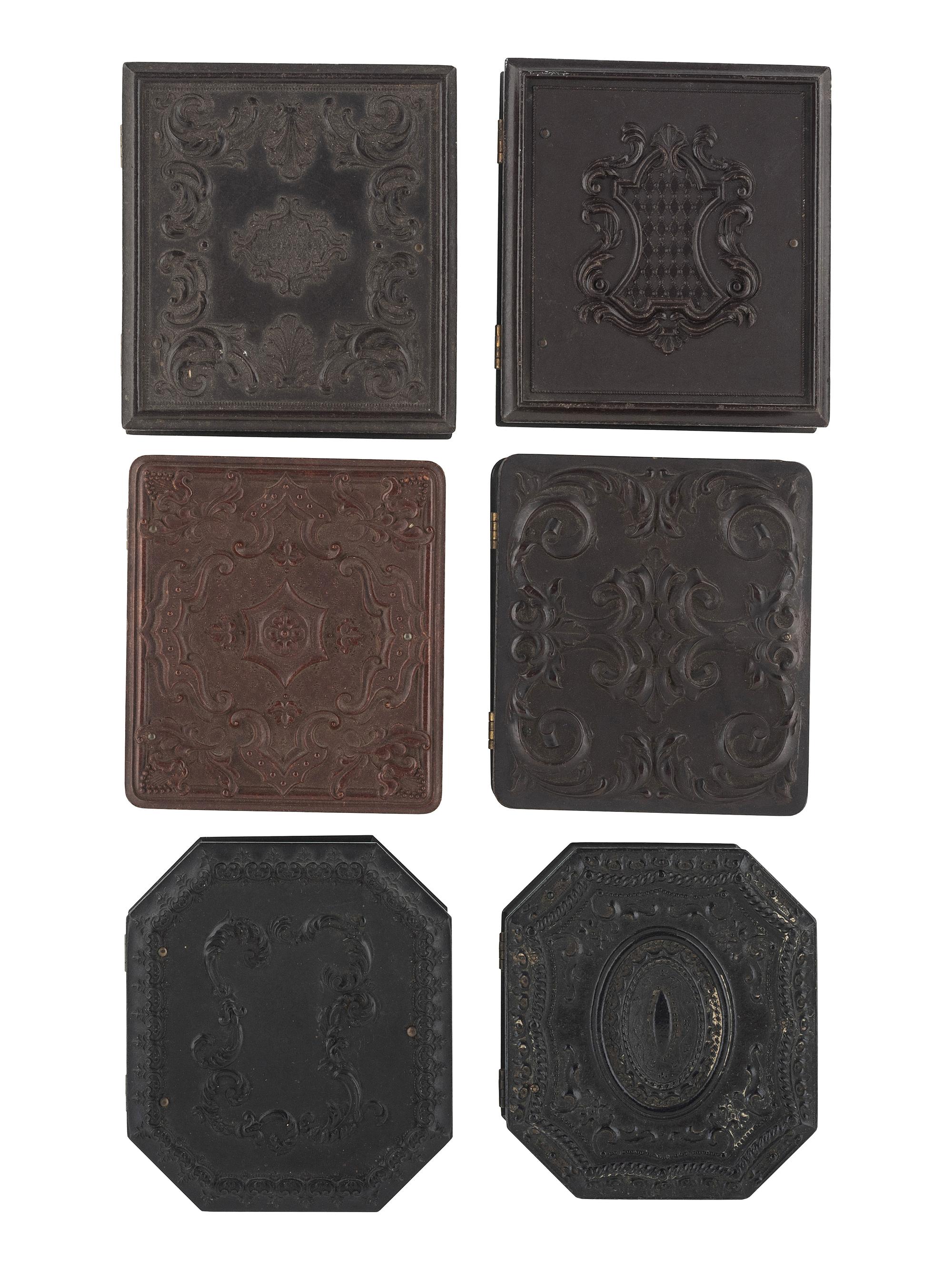 [EARLY PHOTOGRAPHY - CASES & FRAMES]. A group of 20 assorted union cases, most containing images, including: