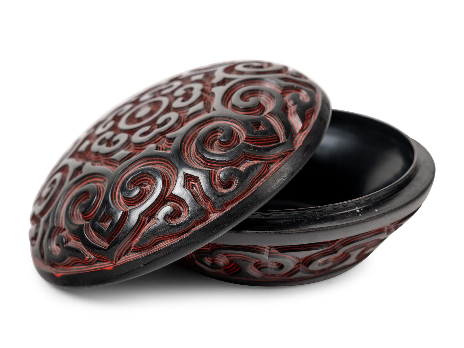 Three Chinese Tixi Style Lacquer Covered Boxes