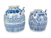 Two Chinese Blue and White Porcelain Wine Pots — 20TH CENTURY
