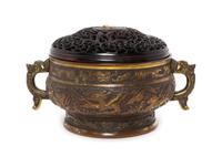 A Parcel-Gilt Bronze Incense Burner — LIKELY 17TH CENTURY