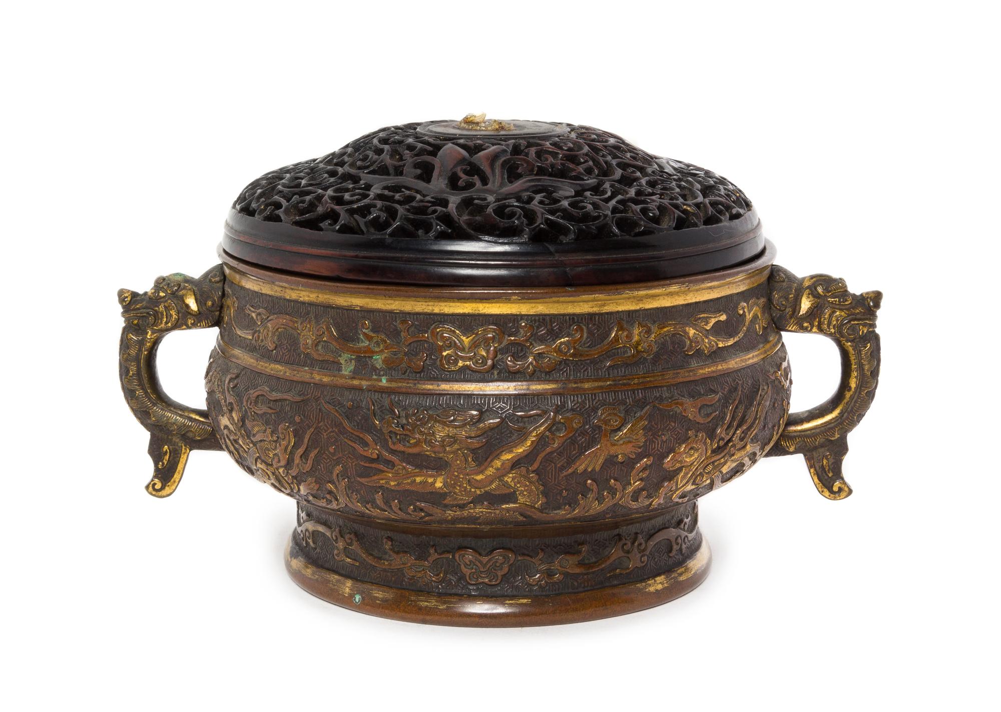 A Parcel-Gilt Bronze Incense Burner — LIKELY 17TH CENTURY
