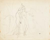 Two Girls with Dog and Horse