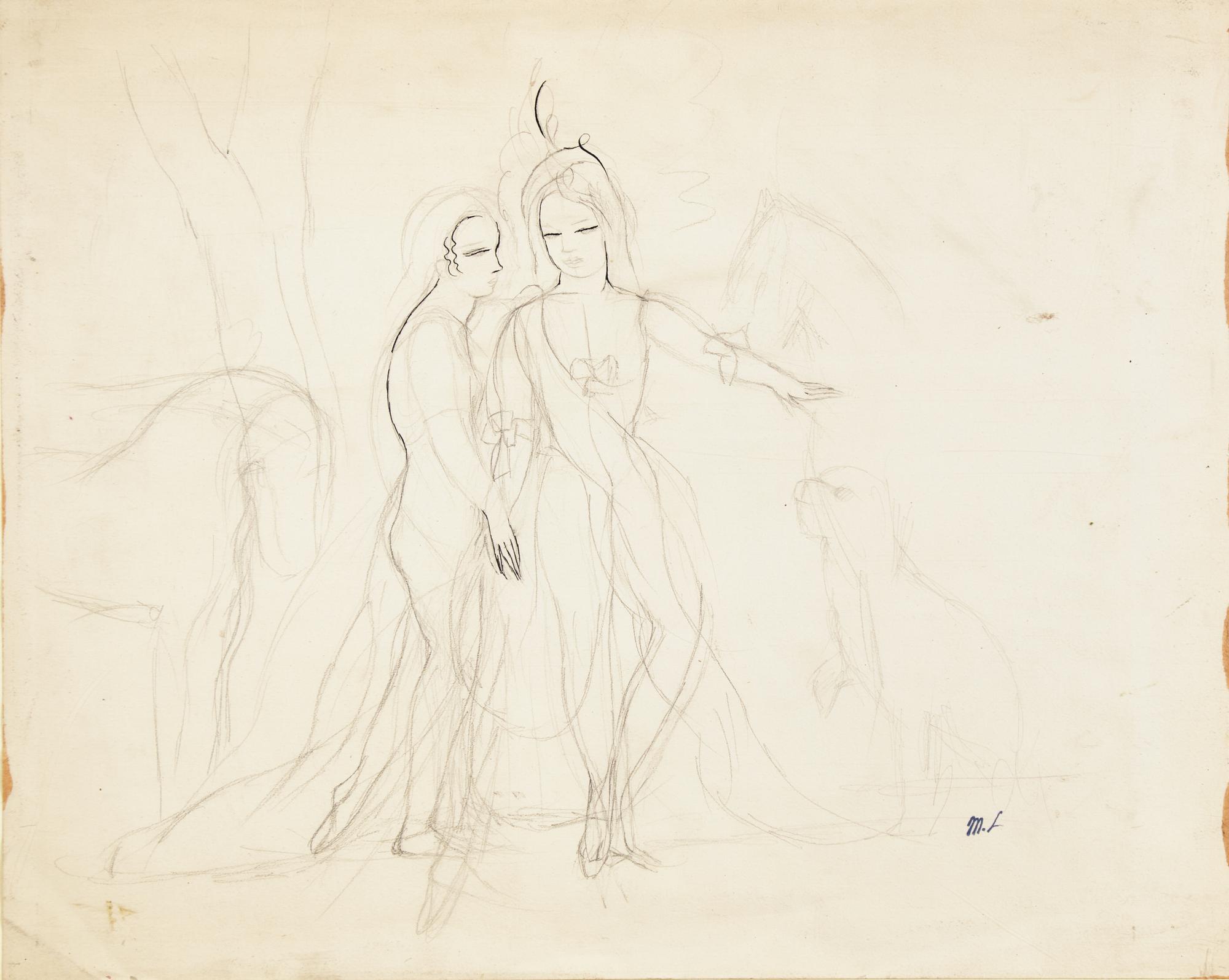 Two Girls with Dog and Horse