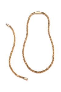 A 14 Karat Yellow Gold Demi-Parure,