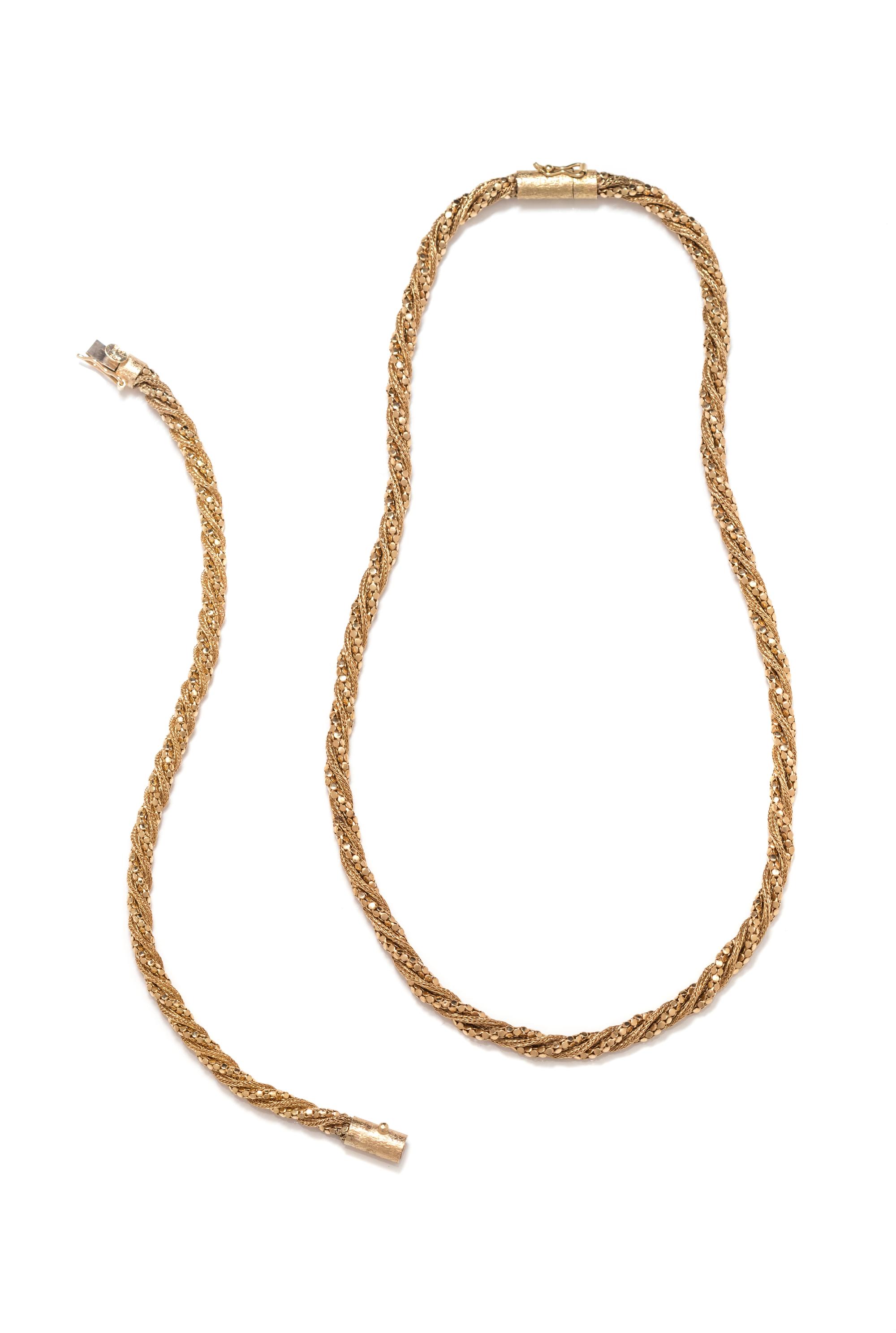 A 14 Karat Yellow Gold Demi-Parure,