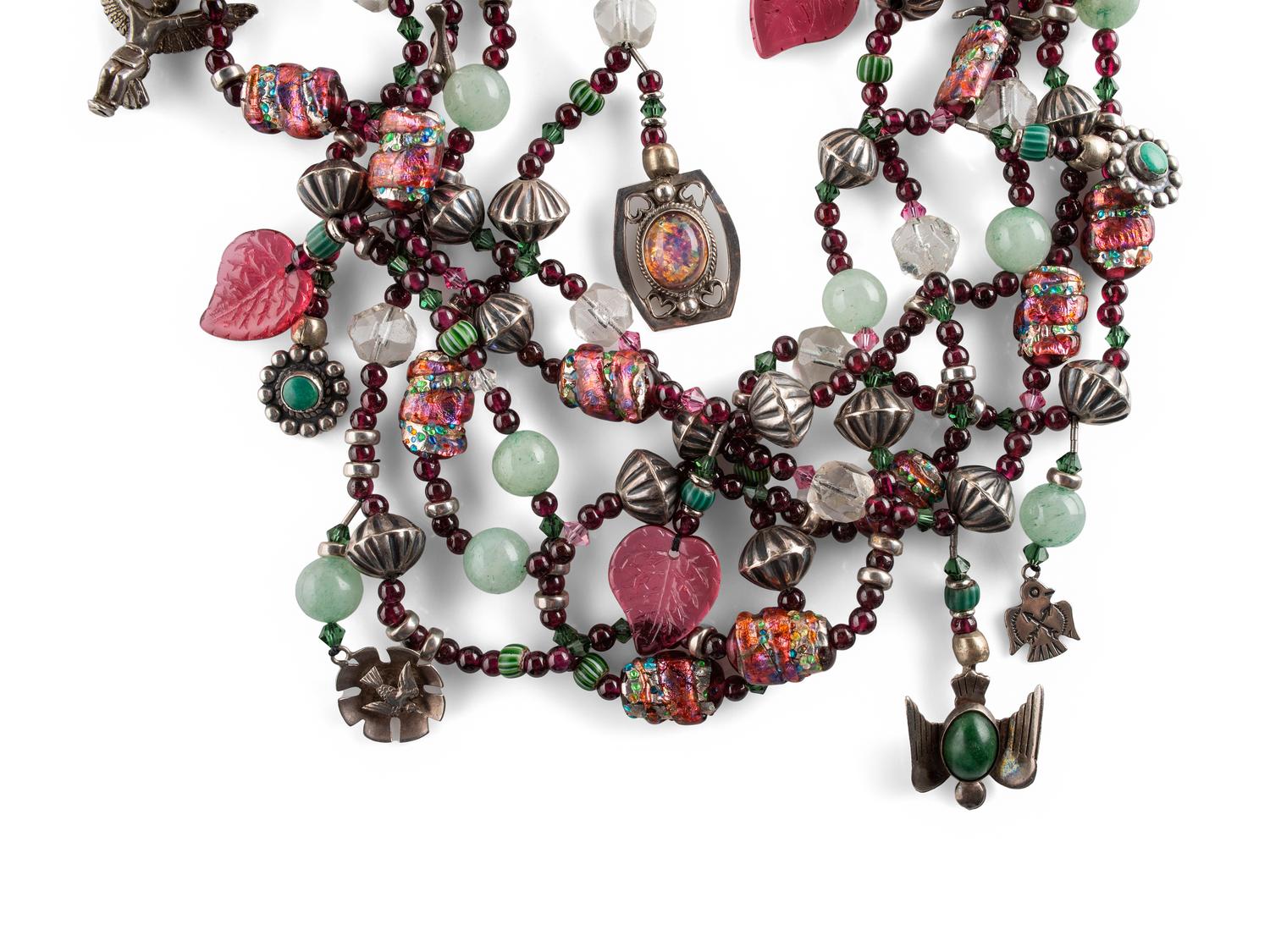 Southwestern-style Multi-strand Treasure Necklace AND Silver Bead Necklace